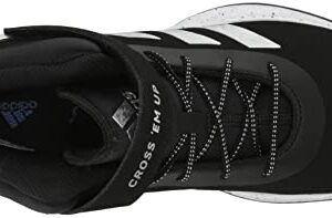 adidas Cross Em Up 5 Basketball Shoe, Black/Silver Metallic/White, 6 Wide US Unisex Big_Kid