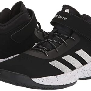 adidas Cross Em Up 5 Basketball Shoe, Black/Silver Metallic/White, 6 Wide US Unisex Big_Kid