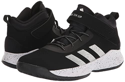 adidas Cross Em Up 5 Basketball Shoe, Black/Silver Metallic/White, 6 Wide US Unisex Big_Kid