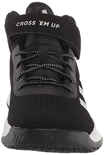 adidas Cross Em Up 5 Basketball Shoe, Black/Silver Metallic/White, 6 Wide US Unisex Big_Kid