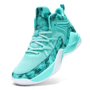 welrung unisex's high top lightweight fly-weaving running jogging sneakers sports tennis basketball shoes green 9.5/8 us