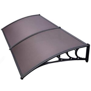 VIVOHOME Polycarbonate Window Door Awning Canopy Brown with Black Bracket 40 Inch x 80 Inch