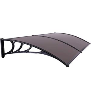 VIVOHOME Polycarbonate Window Door Awning Canopy Brown with Black Bracket 40 Inch x 80 Inch