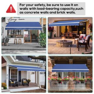 VUYUYU 13.1'x8.2' Patio Awning Retractable Awning Cover Sunshade Shelter Outdoor Canopy with Crank Handle and Water-Resistant Polyester for Courtyard, Balcony, Shop, Restaurant, Cafe, Deck