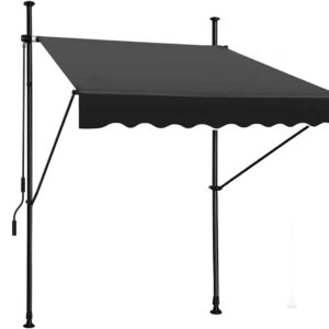 JEKITO Manual Retractable Awning – 78” Non-Screw Outdoor Sun Shade – Adjustable Pergola Shade Cover with UV Protection – 100% Polyester Made Outdoor Canopy – Ideal for Any Window or Door Black