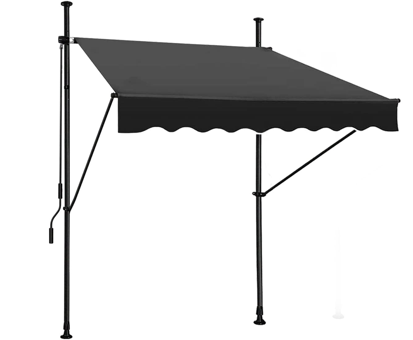 JEKITO Manual Retractable Awning – 78” Non-Screw Outdoor Sun Shade – Adjustable Pergola Shade Cover with UV Protection – 100% Polyester Made Outdoor Canopy – Ideal for Any Window or Door Black