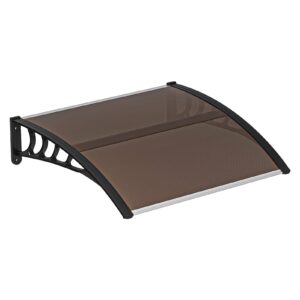 simply-me 40" x 40" door window awning polycarbonate cover front door outdoor patio awning canopy uv rain snow protection hollow sheet (brown & black bracket)