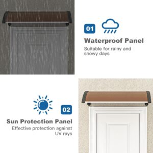 Simply-Me 40" x 40" Door Window Awning Polycarbonate Cover Front Door Outdoor Patio Awning Canopy UV Rain Snow Protection Hollow Sheet (Brown & Black Bracket)