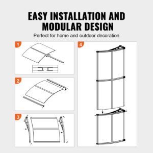 VEVOR Window Door Awning Canopy 40" x 40", UPF 50+ Polycarbonate Entry Door Outdoor Window Awning Exterior, Front Door Overhang Awning for Sun Shutter, UV, Rain, Snow Protection, Hollow Sheet