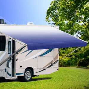 Dulepax RV Awning Fabric Replacement(10'2" Fabric) Heavy Duty 16oz Vinyl Fabric -Camper Awning Replacement Universal Replacement RV Awnings for All Awning Brands-Senior Fade Blue