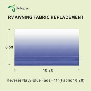 Dulepax RV Awning Fabric Replacement(10'2" Fabric) Heavy Duty 16oz Vinyl Fabric -Camper Awning Replacement Universal Replacement RV Awnings for All Awning Brands-Senior Fade Blue