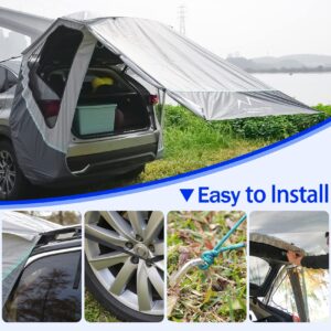 M KARMATER SUV Tailgate Tent with Three Sides Awning Shade & Transmittance Mosquito Net, Hatchback Camping Sunproof Car Tent, Universal SUV Windproof Car Camping Gear Tent Outdoor Travel.