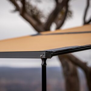 ARB 814412A Black Aluminium Retractable Awning with Dimmable Dual Colour Light 2500mm x 2500 mm or 8.2ft x 8.2ft, for Trucks, SUVs, RV, Campers