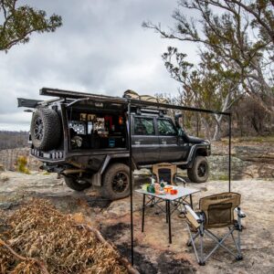 ARB 814412A Black Aluminium Retractable Awning with Dimmable Dual Colour Light 2500mm x 2500 mm or 8.2ft x 8.2ft, for Trucks, SUVs, RV, Campers