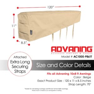 ADVANING All-Weather Protective Cover for 10' wide Retractable Awnings, Heavy-Duty Weather Proof Polyester Fabric, Color: Beige, AC1000-P861T