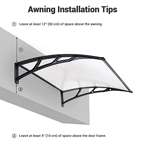 Yescom 40"x 40" Door Window Outdoor Awning Patio Cover UV Rain Snow Protection One-piece Polycarbonate Hollow Sheet