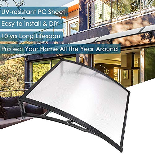 Yescom 40"x 40" Door Window Outdoor Awning Patio Cover UV Rain Snow Protection One-piece Polycarbonate Hollow Sheet