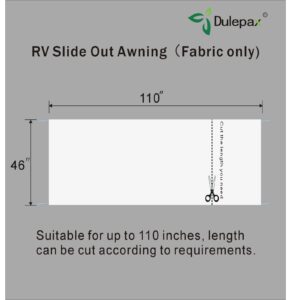 Dulepax-RV Slide Out Awning Fabric Replacement-(46" x 110", White- Fabric only)-Universal Slide-Topper Replacement for 5th Wheel RVs, Travel Trailers and Motorhomes