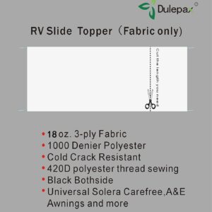 Dulepax-RV Slide Out Awning Fabric Replacement-(46" x 110", White- Fabric only)-Universal Slide-Topper Replacement for 5th Wheel RVs, Travel Trailers and Motorhomes