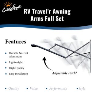 Carefree OVJVAPHW Travel'r Black with Black Casting Adjustable Pitch 12 Volt Electric RV Awning Arms Set