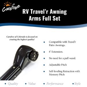 Carefree OVJVAPHW Travel'r Black with Black Casting Adjustable Pitch 12 Volt Electric RV Awning Arms Set