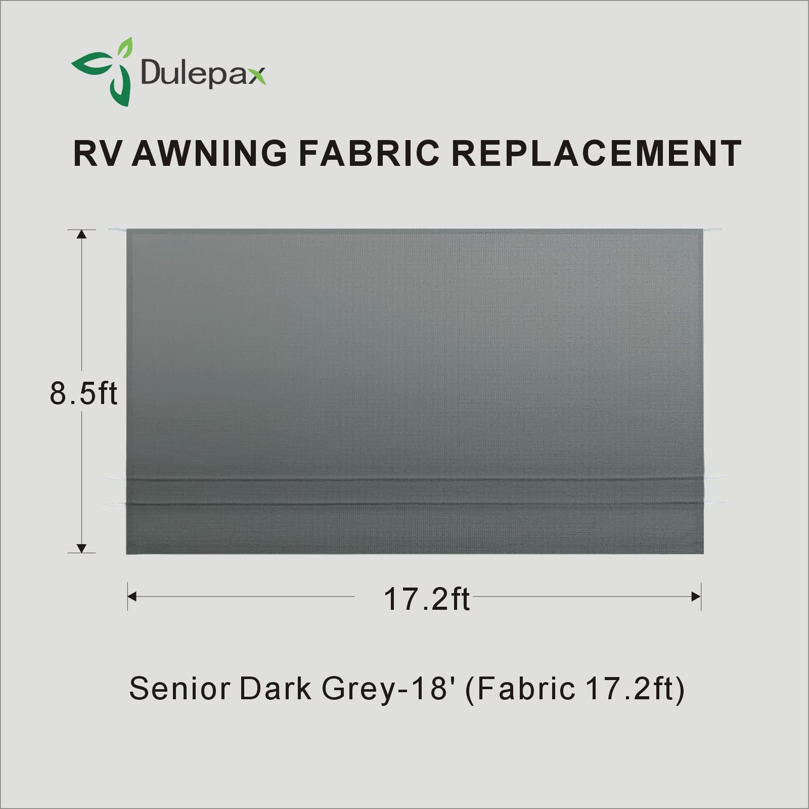 Dulepax RV Awning Fabric Replacement(17'2" Fabric) Heavy Duty 16 oz Vinyl Fabric Awning for Camper, Universal Camper Awning Replacement for All Trailer Awning Brands Grey