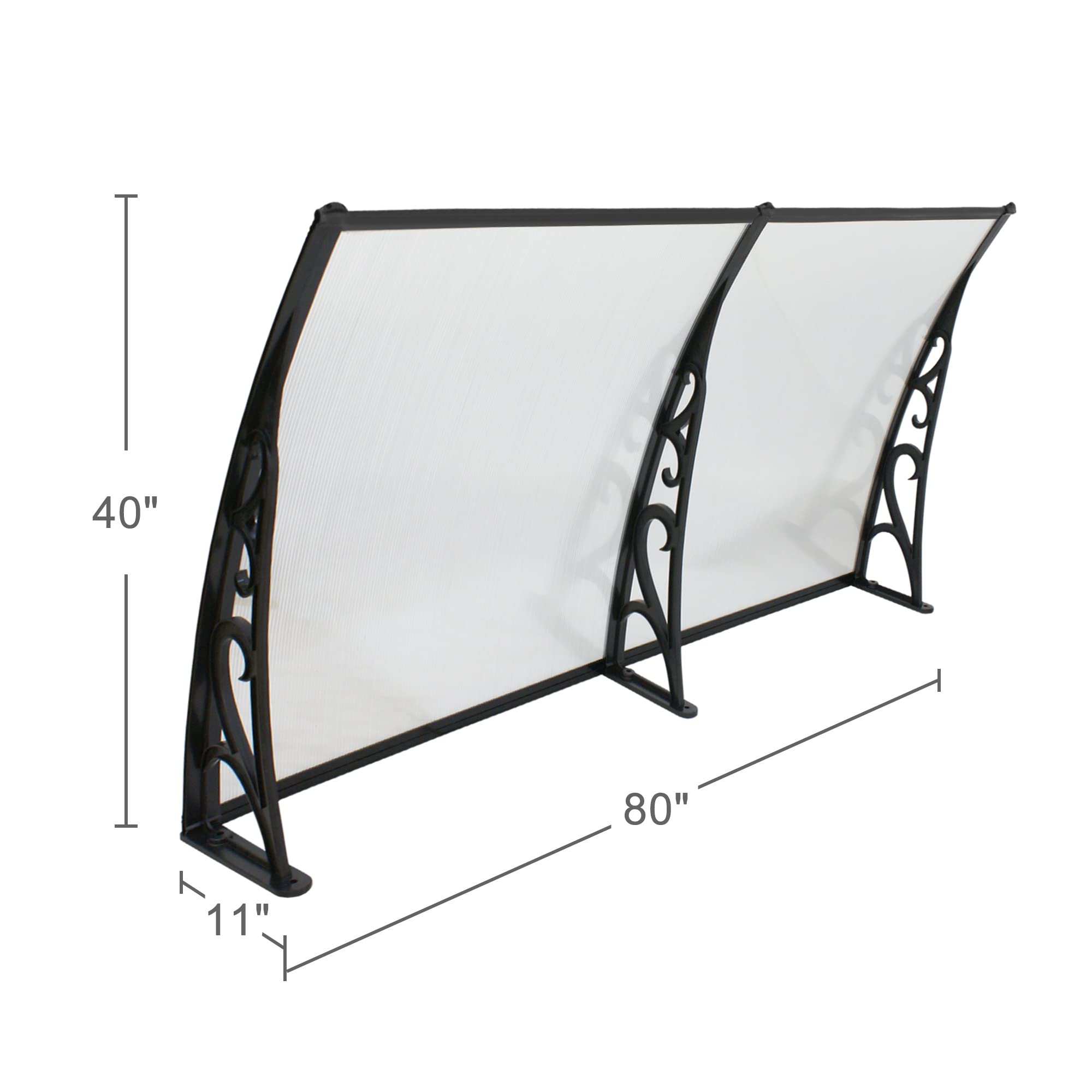 SUPER DEAL 40"x 80" Window Door Entry Awning Polycarbonate Cover Front Door Outdoor Patio Canopy Sun shetter (White)