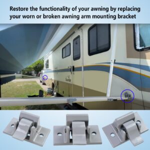 Vanshly,2 Pack Mounting Brackets Compatible with Dometic Sun Chaser Lower Awning Arm Gray Bottom Replacement for Gray RV Camper Trailer