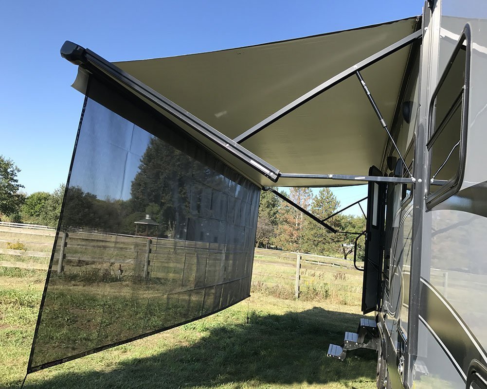 Tentproinc RV Awning Sun Screen Shade 8' X 16' 3'' Black Mesh Sunshade Complete Kits Motorhome Camping Trailer UV SunBlocker Canopy Shelter - 3 Year Warranty