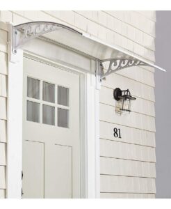 the lakeside collection white 47.5" window awning or front door canopy - shield from rain and snow