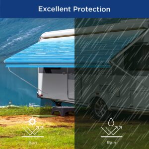 ATCWF RV Awning Fabric Replacement Blue Fade 16' (Fabric 15' 2") Weatherproof Universal Outdoor Canopy for RV,Trailer, Camper and Motorhome Awnings