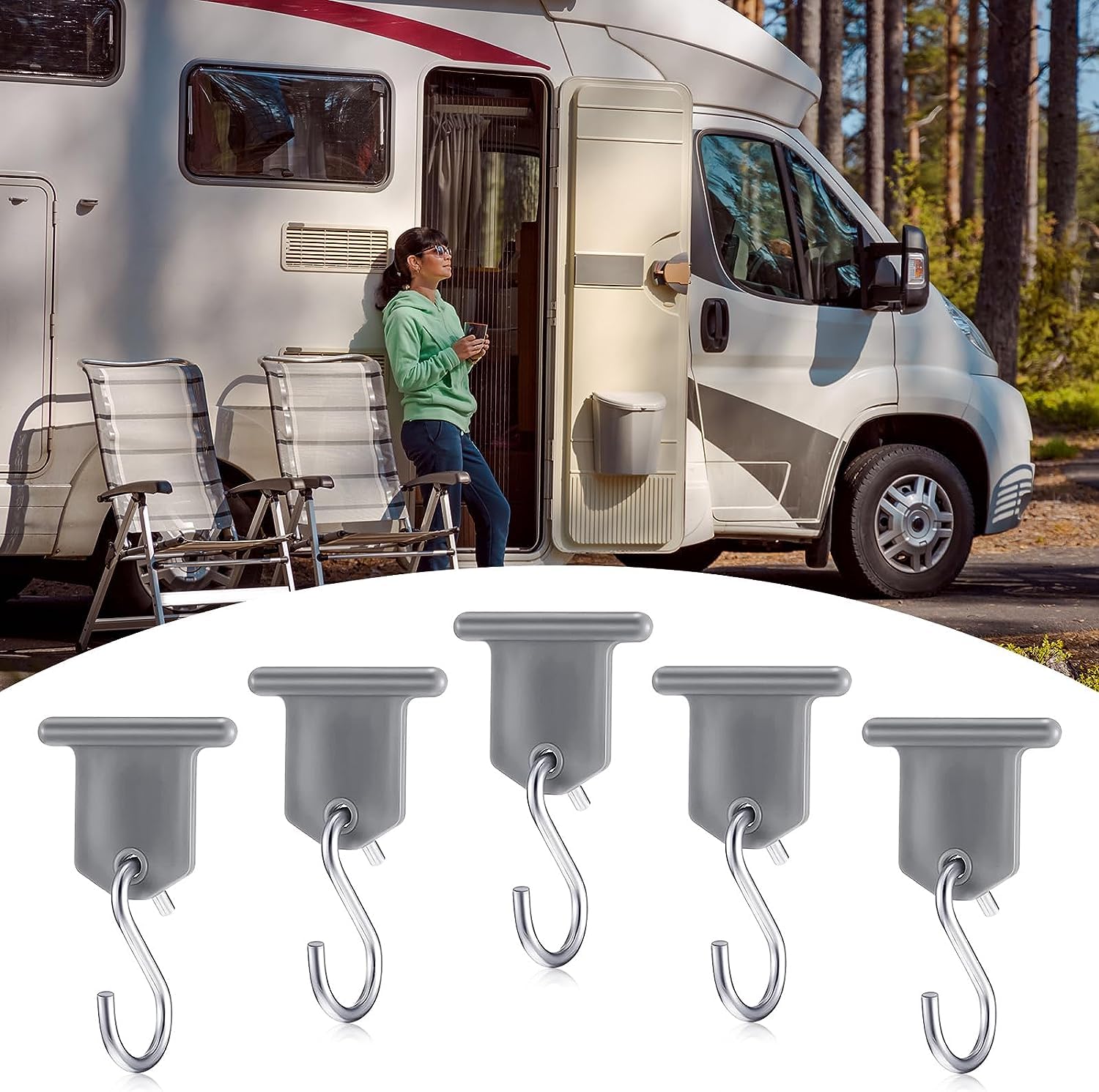 SVNR 24PCS RV Awning Light Hooks, S Shaped Hooks for Lights Camping Awning Accessory Holder, Easy for Awning Roller Slot, Light Support Hanger Christmas Party, Indoor or Outdoor