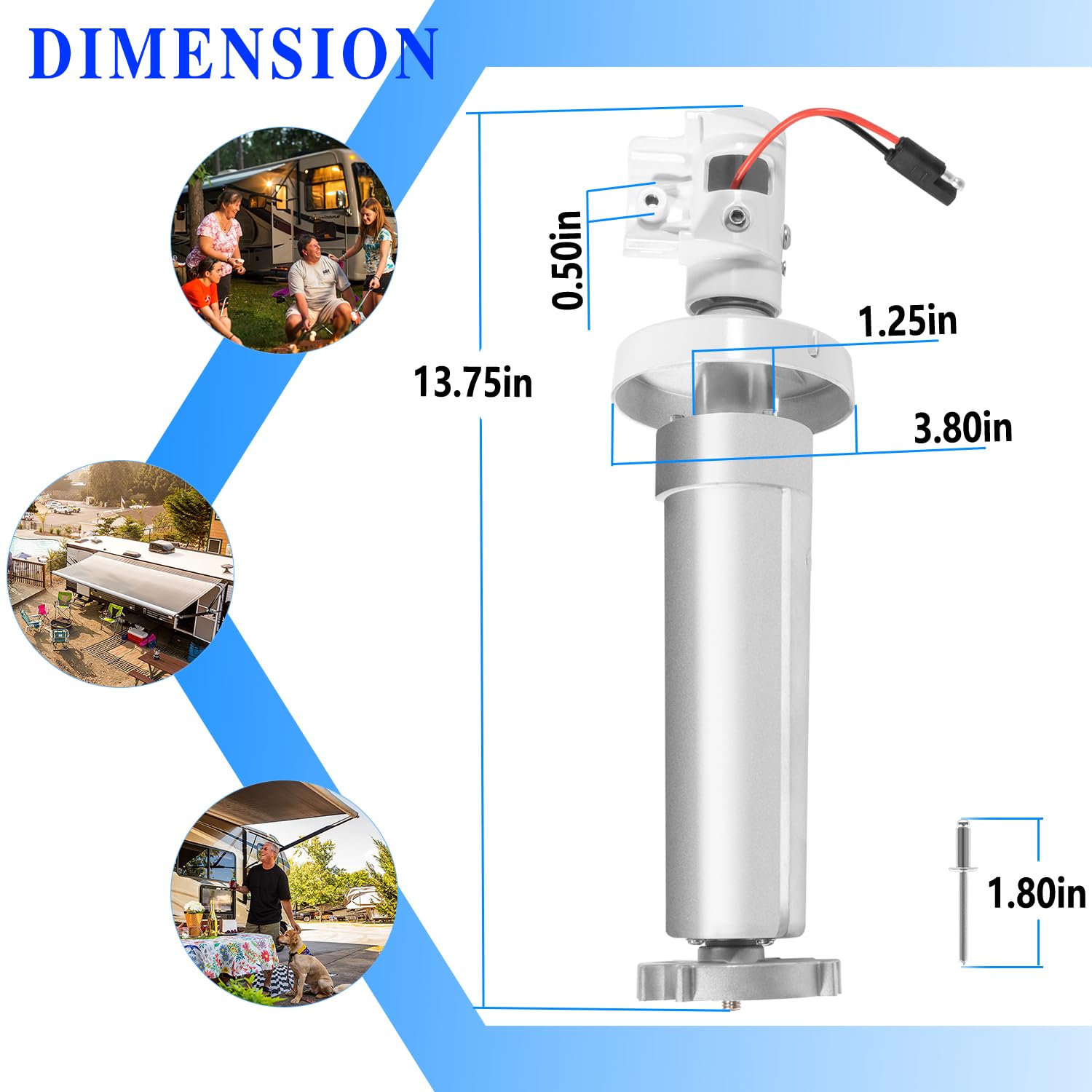 3310423.209B Torsion Assembly Rh White for 9100 Series Awning Extension Motor 12V DC Replacement for DOMETIC 3310423.209B (White)