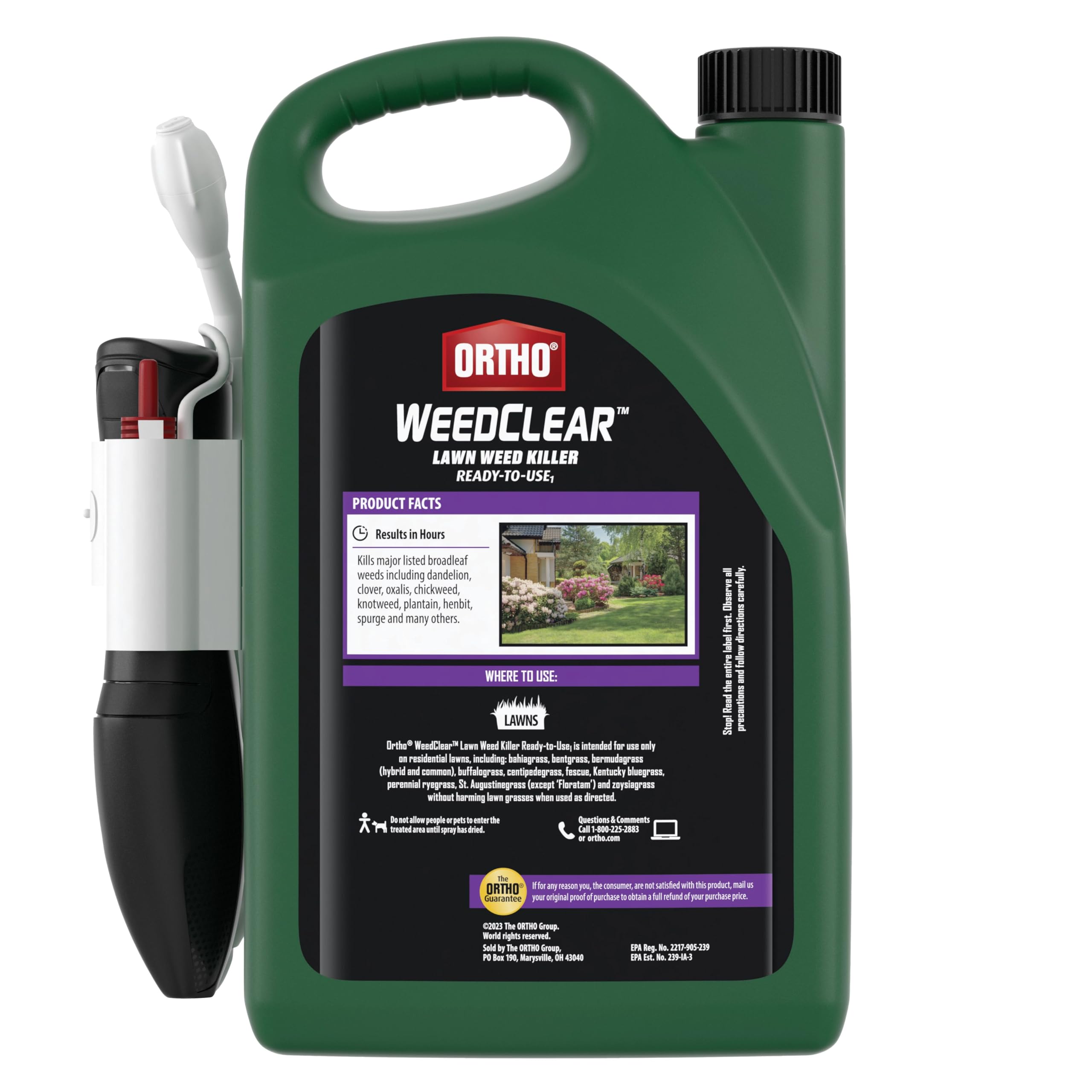 Ortho WeedClear Lawn Weed Killer Ready-to-Use1 with Comfort Wand (South), Kills Dandelion and Clover, 1 gal.