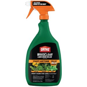 ortho weedclear lawn weed killer ready to use - weed killer for lawns, crabgrass killer, chickweed, dandelion, clover & more, fast acting weed killer spray, kills to the root, 24oz