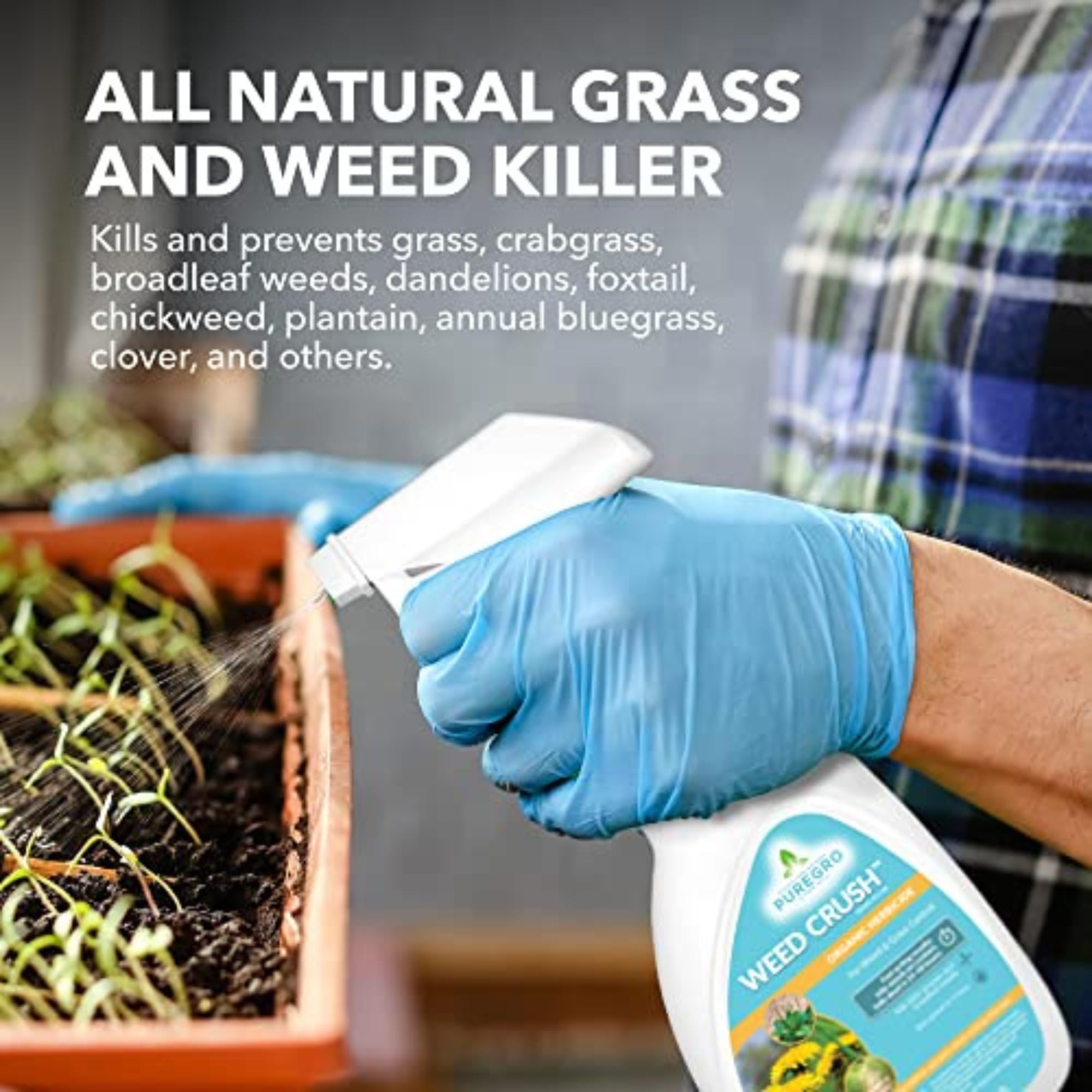 PureGro Weed Crush Ready-to-Use | Organic Herbicide | Pet and Kid Friendly | Fast Acting | Non-Synthetic, All Natural |