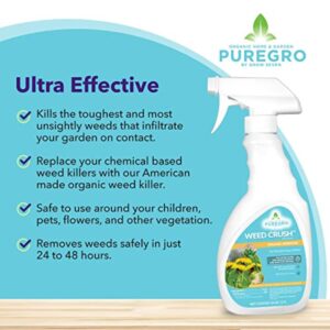 PureGro Weed Crush Ready-to-Use | Organic Herbicide | Pet and Kid Friendly | Fast Acting | Non-Synthetic, All Natural |