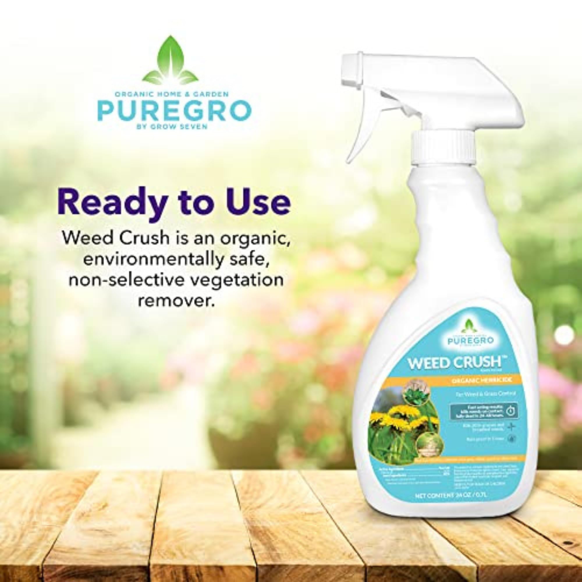 PureGro Weed Crush Ready-to-Use | Organic Herbicide | Pet and Kid Friendly | Fast Acting | Non-Synthetic, All Natural |