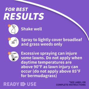 Bonide Weed Beater Plus Crabgrass & Broadleaf Weed Killer, 128 oz Ready-to-Use Spray, Fast-Acting Control for Broadleaf Weeds