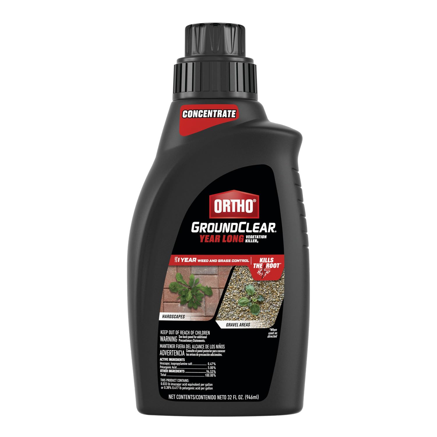 Ortho GroundClear Year Long Vegetation Killer2 Concentrate, Kills and Prevents Weeds Up to 12 Months, 32 fl. oz.