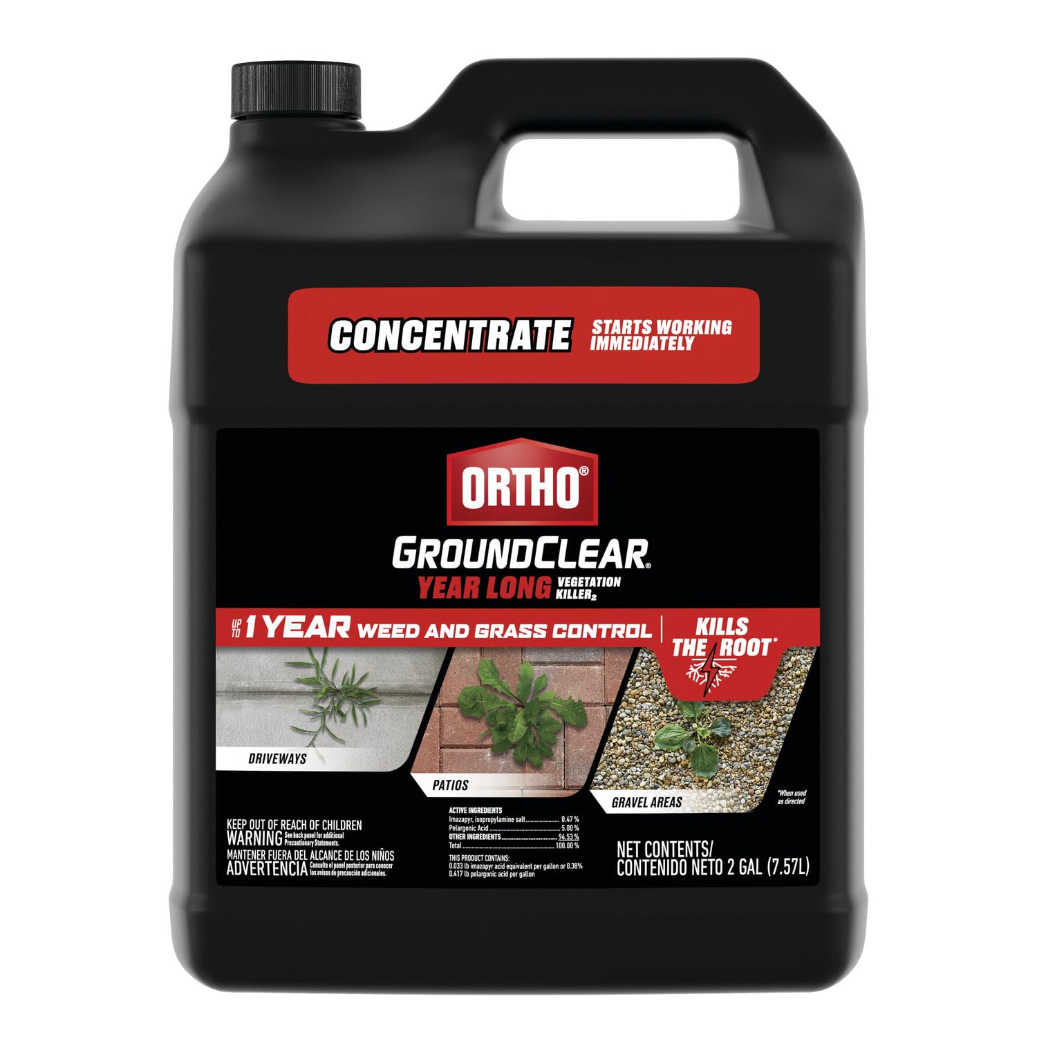 Ortho GroundClear Year Long Vegetation Killer2 Concentrate, Kills and Prevents Weeds Up to 12 Months, 2 gal.