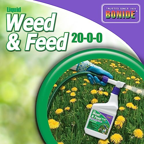 Bonide Liquid Weed & Feed 20-0-0, 32 oz Ready-to-Spray Weed Control and Fertilizer for Outdoor Lawn & Garden Use