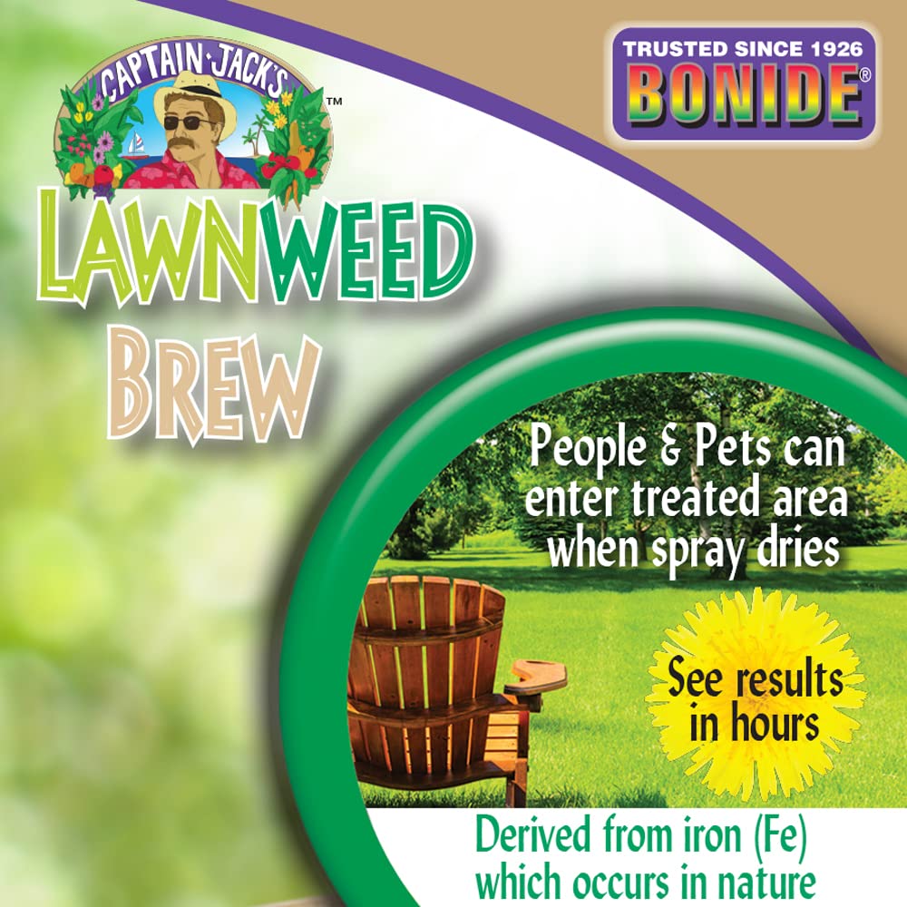 Bonide Captain Jack's Lawnweed Brew, 32 oz Ready-to-Use Spray, Fast-Acting Formula Controls Weeds, Moss, Algae, Lichens & Disease