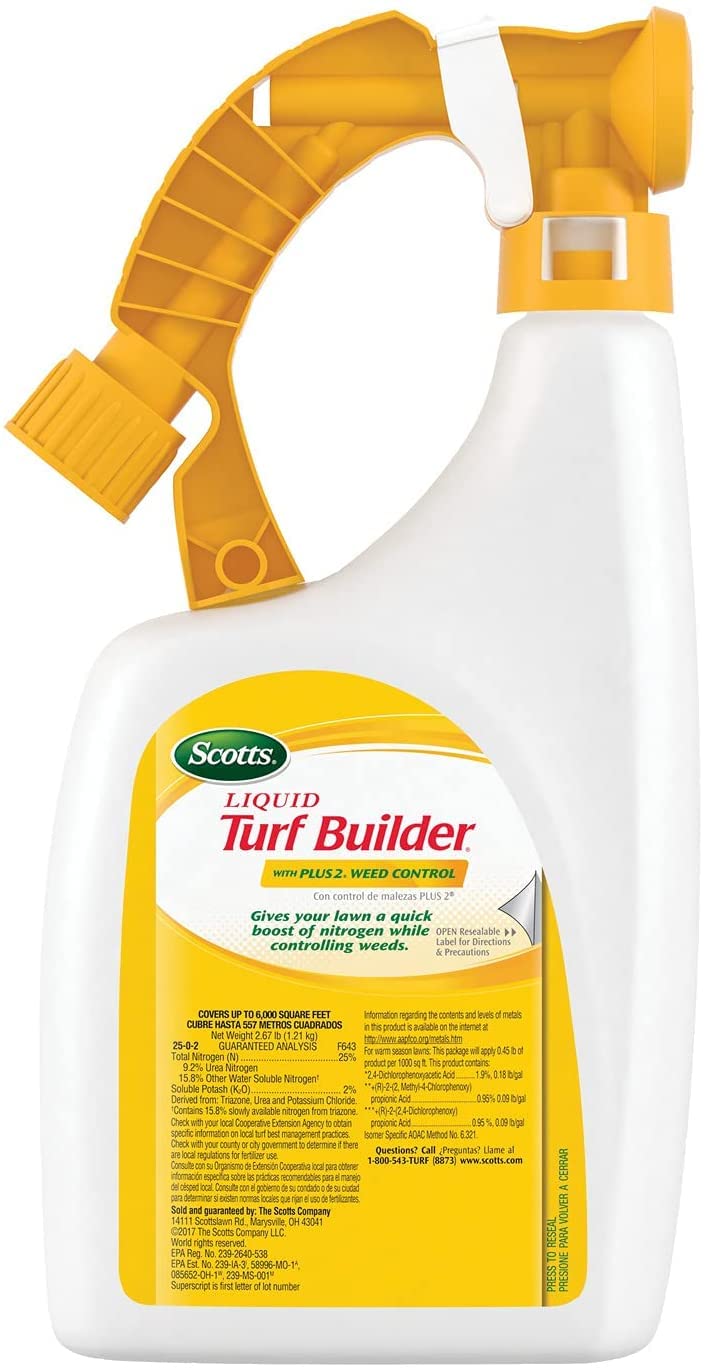 Scotts Turf Builder Weed Control 25-0-2 5000 Sq. Ft. Liquid, Spray Phos Free 32 Oz