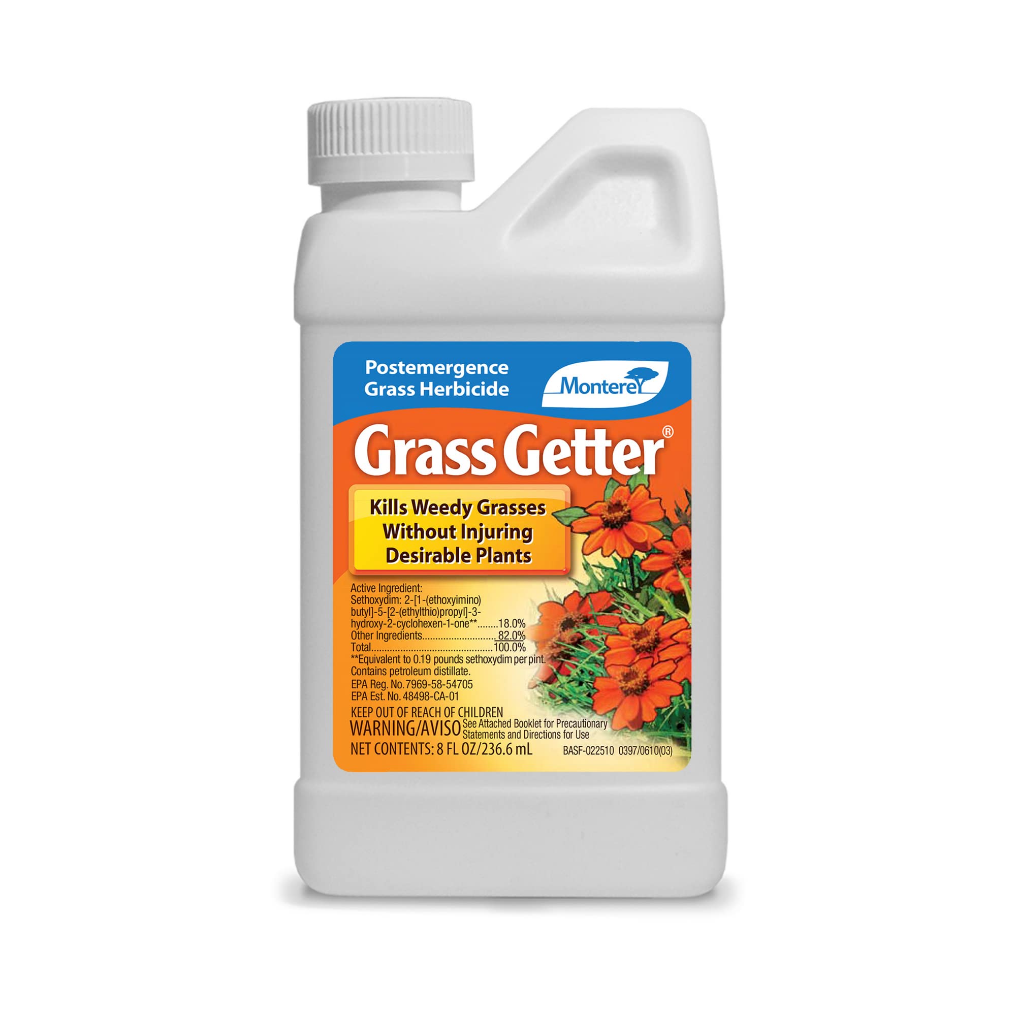 Monterey - Grass Getter - Selective Post Emergent Herbicide - Kills Weedy Grasses, Sethoxydim Herbicide - Apply Using Sprayer - 8oz Concentrate