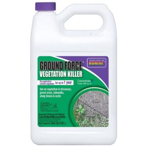 bonide flagline ground force vegetation killer, 128 oz concentrate provides year long protection against weeds, grasses & roots