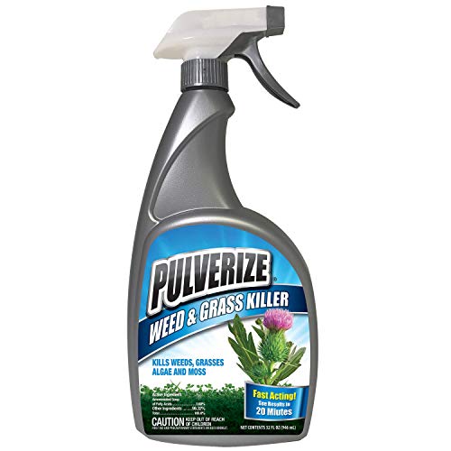 Pulverize Non-Selective Weed and Grass Killer Spray - Fast Acting, Non-Staining Weed and Crabgrass Killer - 32 Ounce Trigger Spray Bottle