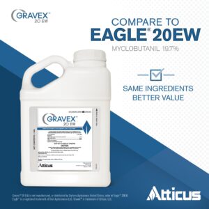 Gravex 20 EW (1 GAL) Fungicide by Atticus (Compare to Eagle 20EW) - Myclobutanil 19.7% Systemic Fungus Control for Lawns, Landscapes, and Greenhouses…