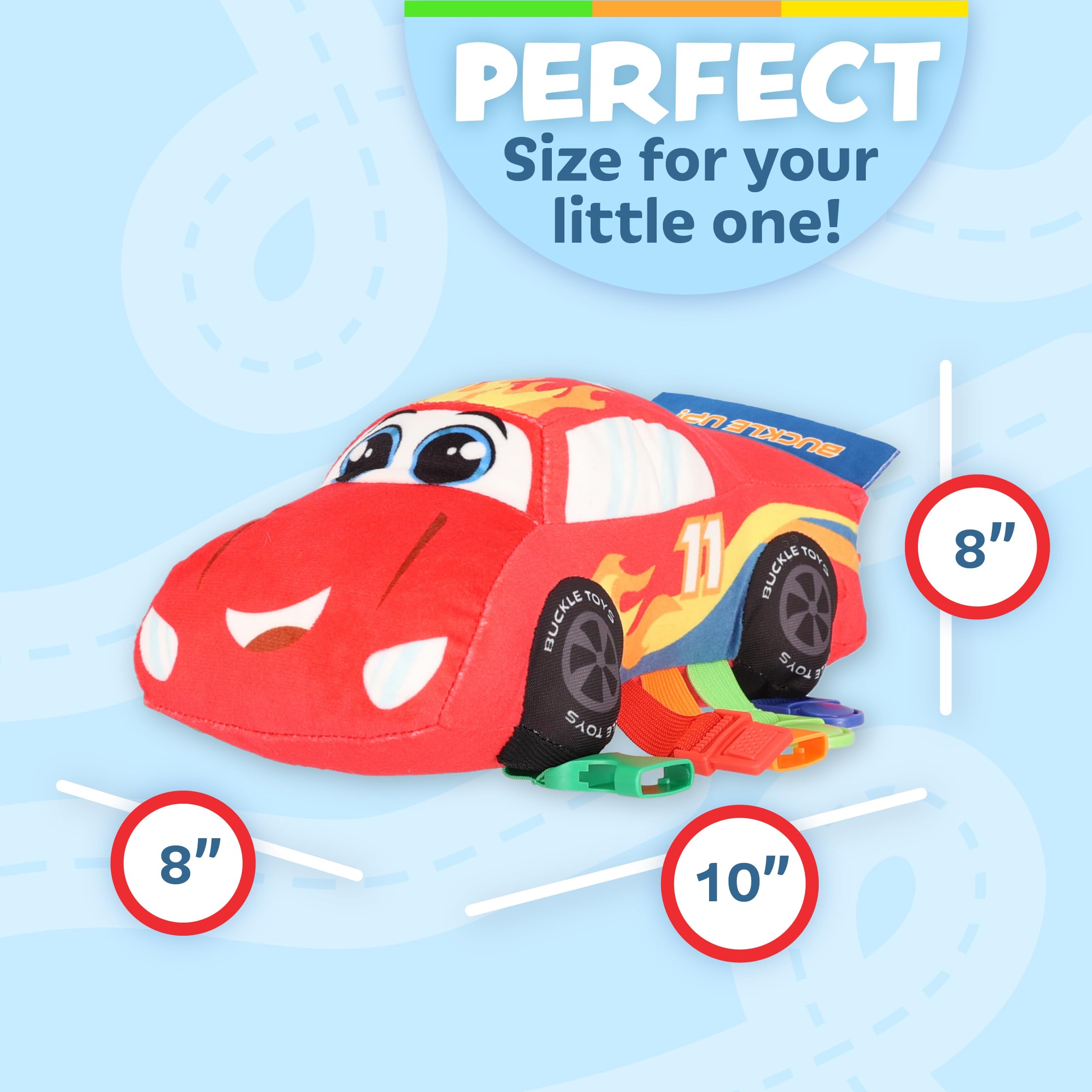 Buckle Toys - Bullet Racecar - Develop Fine Motor Skills - Sensory Learning Activity Toys - Toddler Plane Travel Essential