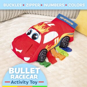 Buckle Toys - Bullet Racecar - Develop Fine Motor Skills - Sensory Learning Activity Toys - Toddler Plane Travel Essential